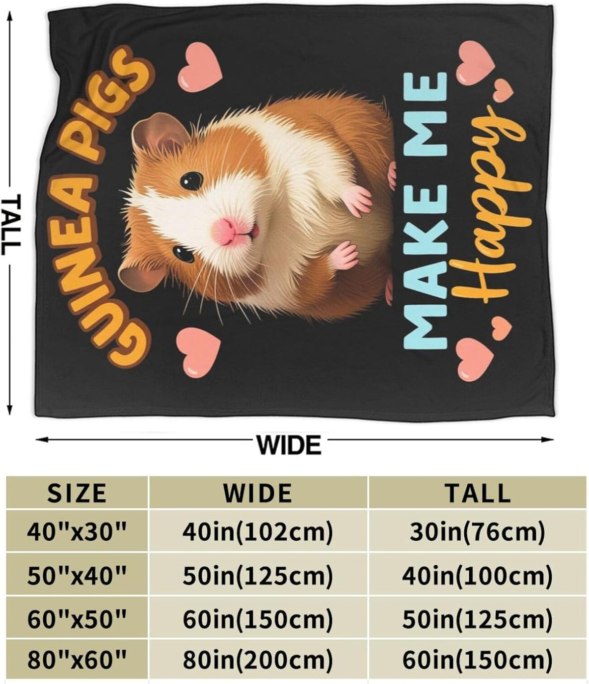 Guinea Pig Blanket Cute Guinea Pig Throw Blanket Soft Warm Cozy Fleece Fuzzy Plush Flannel Blankets Gifts for Girls Women Boys Kids Adults 40"X50"