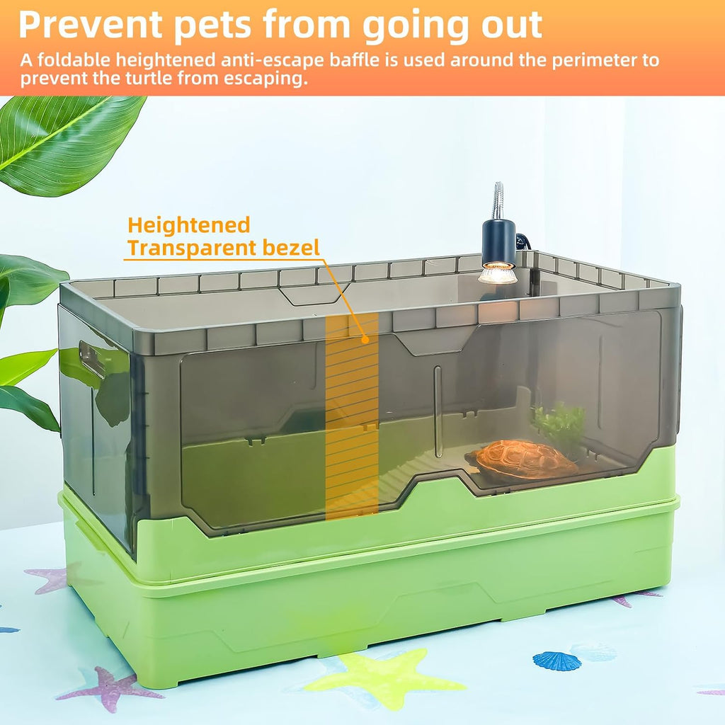 Large Turtle Habitat Kit with Heat Lamp, Filter & Pump(Green, Large)