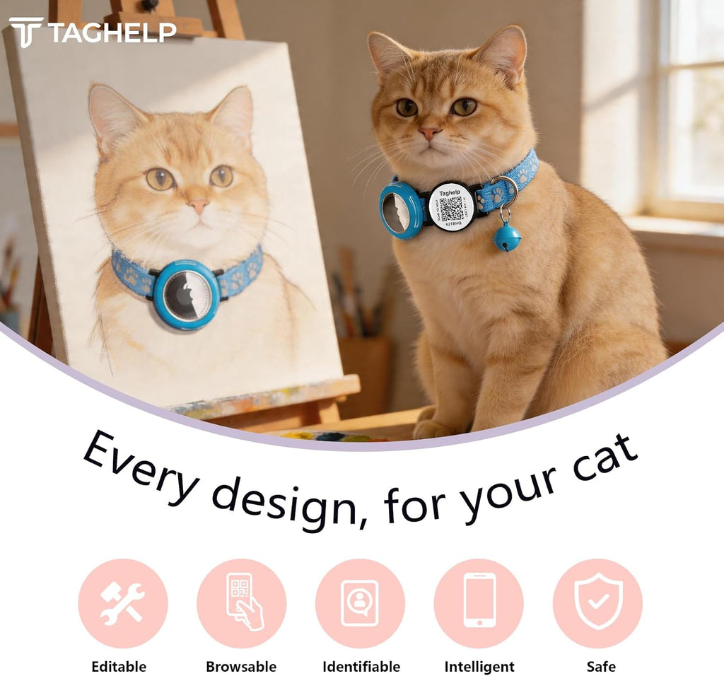 3 Pack AirTag Cat Collar, Reflective Breakaway Collar, Hidden Holder
