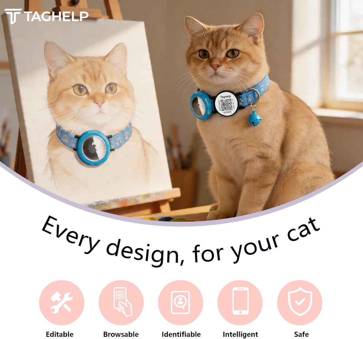 3 Pack AirTag Cat Collar, Reflective Breakaway Collar, Hidden Holder