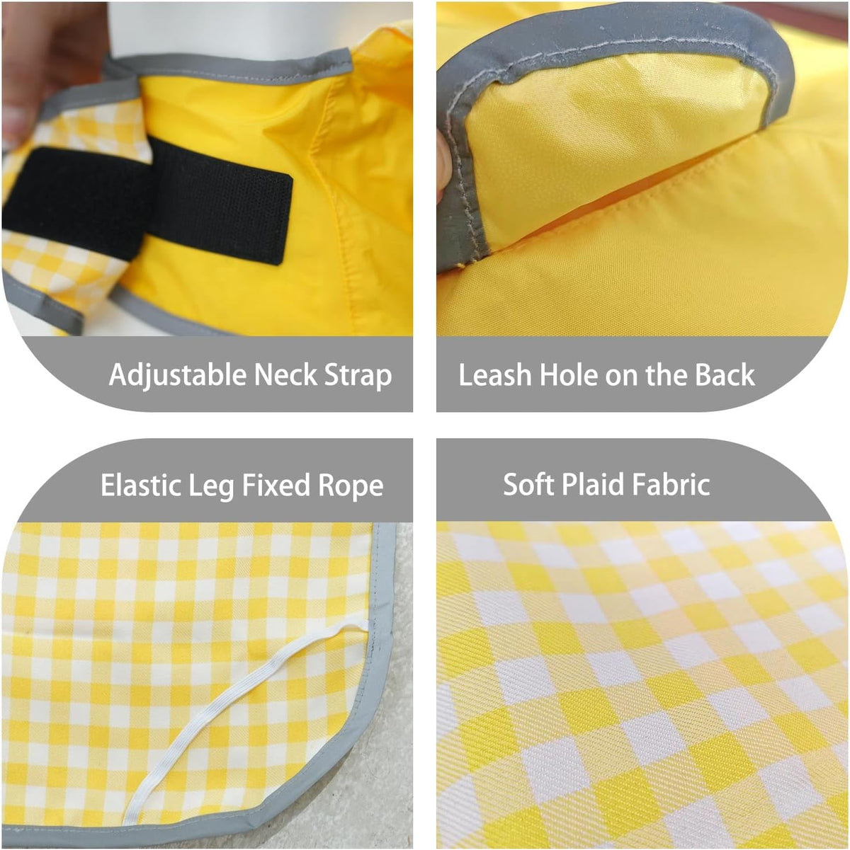 MAMORE Dog Raincoat Reversible,Waterproof Dog Rain Coat Hooded Slicker Poncho with Reflective Strip, Plaid Double Layer Rain Jacket for Small Medium Large Dogs (Yellow, XX-Large(55-77lb))