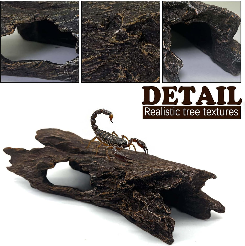 Tfwadmx Leopard Gecko Hide,10"Reptile Hideout Resin Hollow Log for Aquarium
