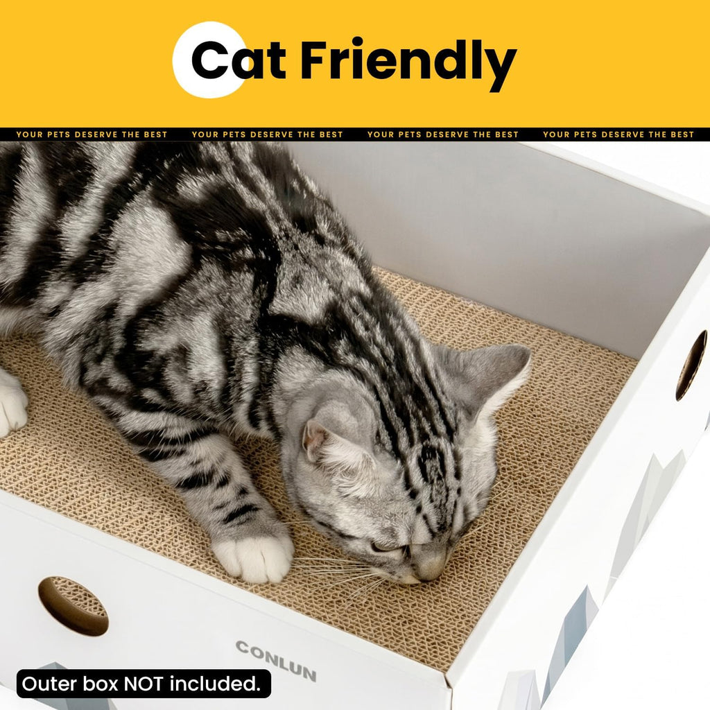 Conlun Cat Scratcher Heavy-Duty Double-Sided Cardboard Pad, 3-Pack