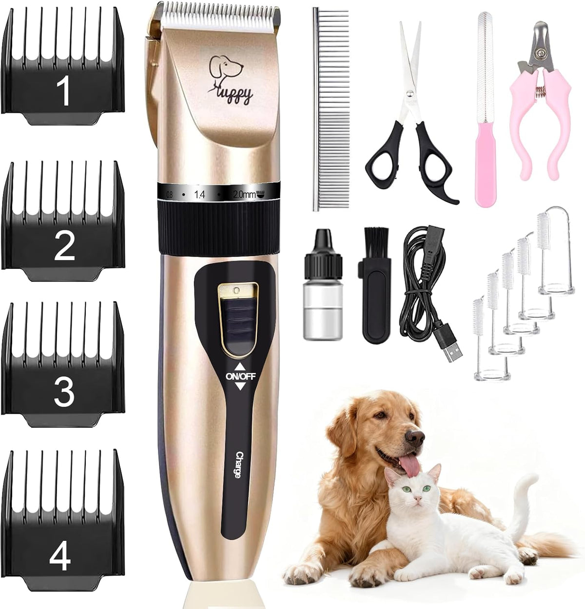 Dog Clippers for Grooming, Low Noise, Electric Quiet, Adjustable Clipper Comb for Dog Grooming Kit, cat Supplies Pet Hair Clippers Grooming kit for Dogs at Home