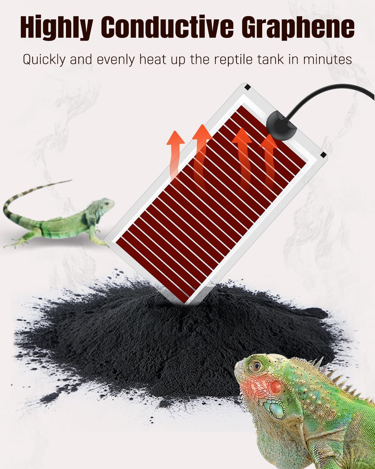 Pawfly 14 W Reptile Heat Pad 11 x 5.9 Inch Reptile Heating Pad Under Tank Terrarium Safe Fast Heating Mat Heat Mat for Turtles Frogs Snakes Lizards Geckos Hermit Crabs Spiders & Other Reptiles