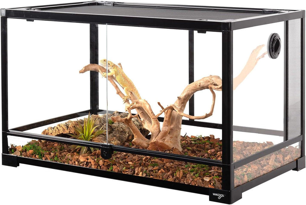 WACOOL 50 Gallon Reptile Tank, Front Opening Chameleon Cage 18" x 18"x 36", 3-in-1 Side Design (Glass or Mesh+Glass), Bio Deep Base 10" Vertical Reptile Cage for Frog Iguana