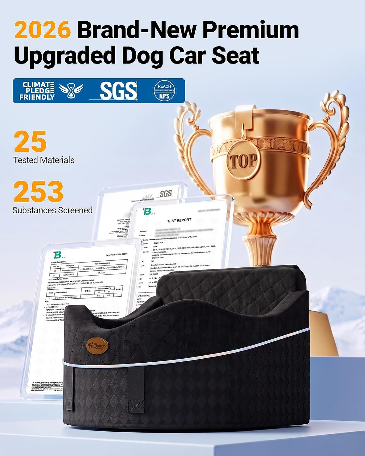 【Master Crafted for Medium Dogs】PetDance Dog Car Seat with Anti-Tip Design