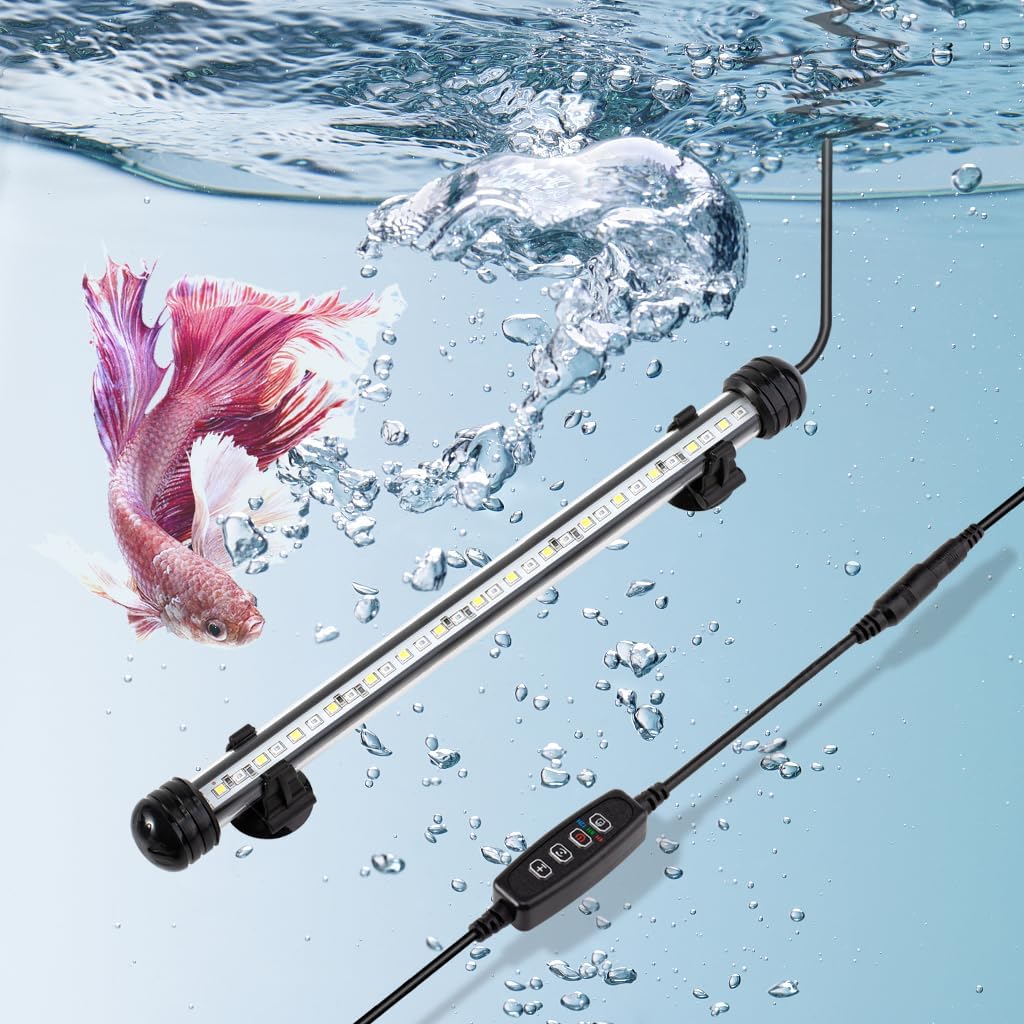 DaToo 12W 23inch Submersible Aquarium Light Underwater Fish Tank Light LED Aquarium Light Bar with Timer Auto On/Off and Dimmer Adjustable Brightness, 1 Yr Warranty