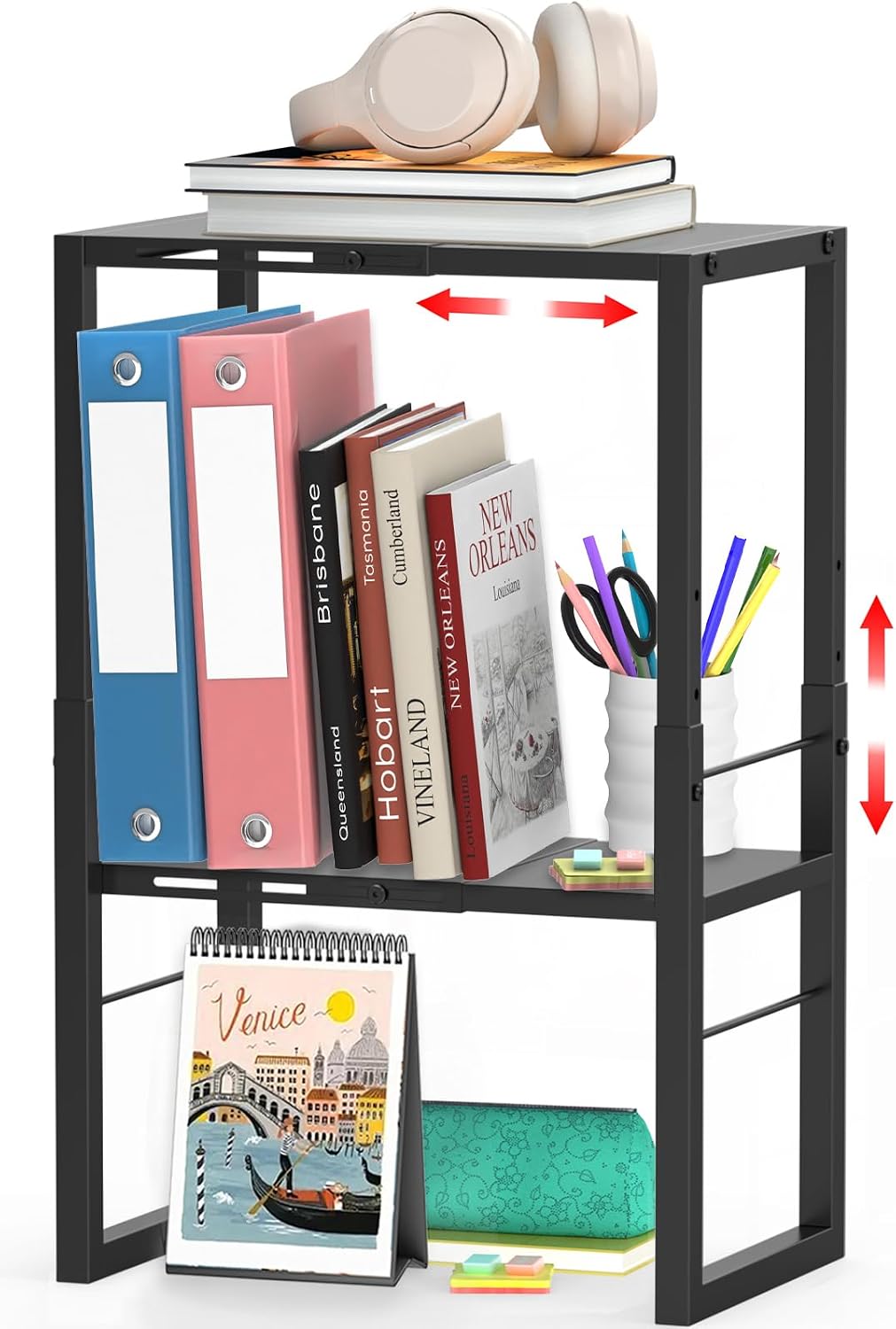 Locker Organizer Shelf Pink, Metal Adjustable Width and Height, Ideal Locker for School, Office, and Gym Lockers, Locker Shelves Organization Accessories