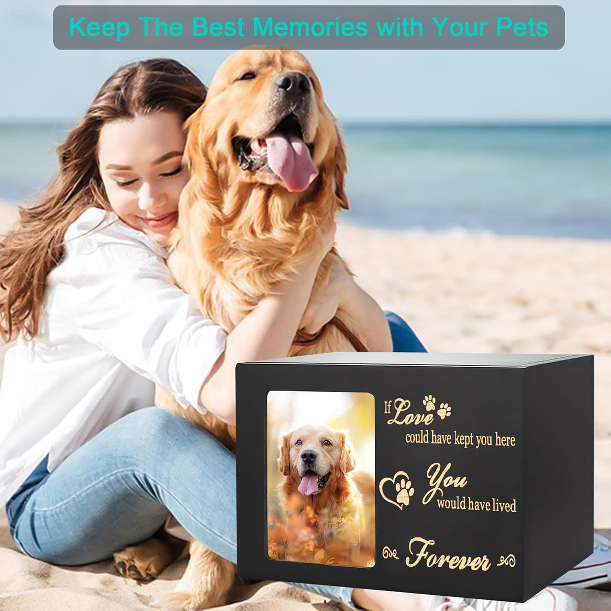 DGDCDV Pet Memorial Urns for Dogs Cats Ashes with Photo Frame