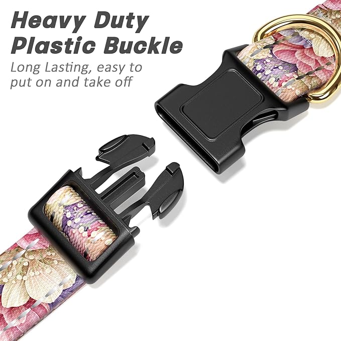 Reflective Dog Collar for Medium Dogs, Cute Flower Theme Adjustable Heavy-Duty - Image 4