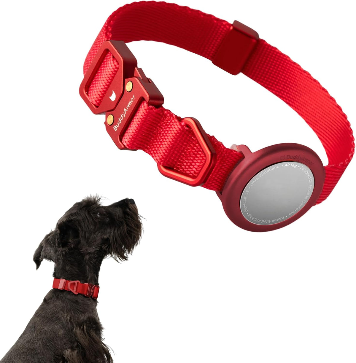Dog Airtag Collar Adjustable Lightweight Nylon Dog Collar, Linen