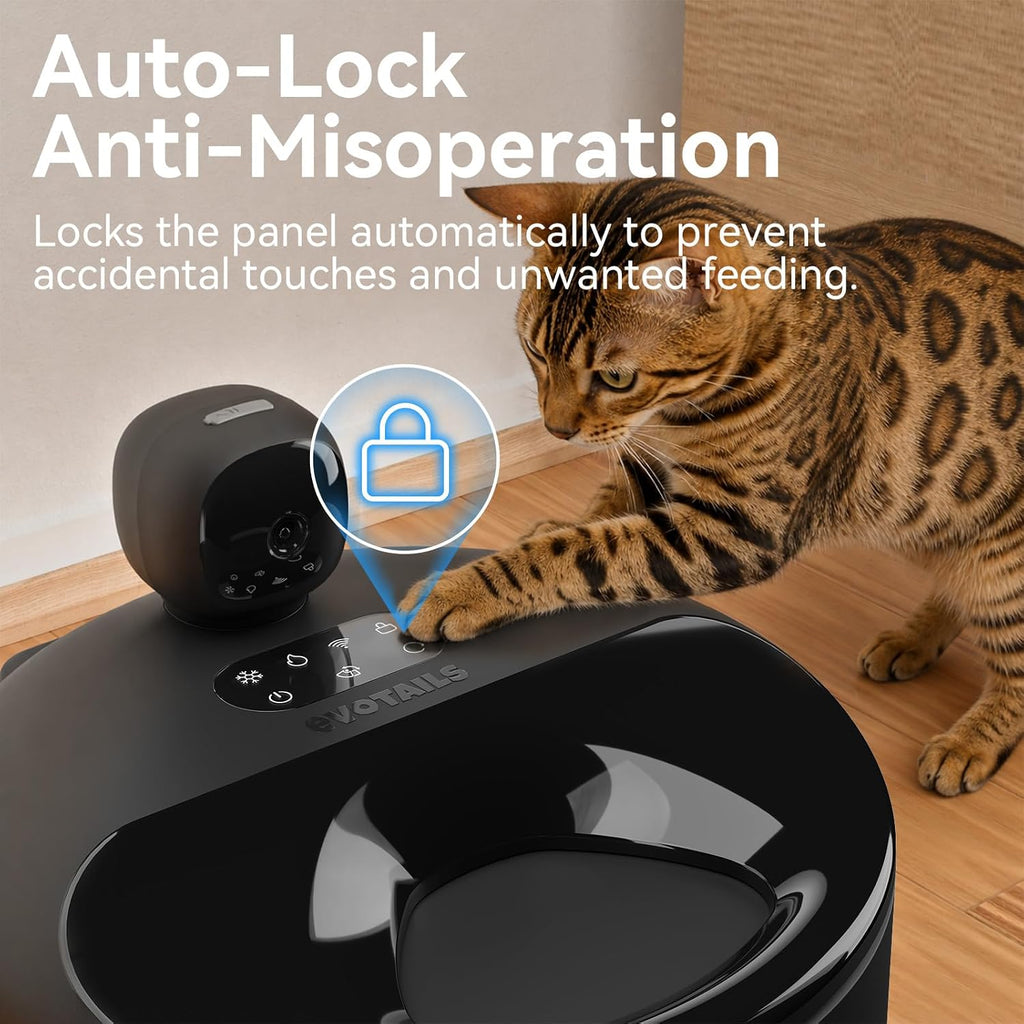 Wet Food Automatic Cat Feeder with Camera, 5 Meals, Black