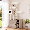 Hey-brother Cat Tree Tower, Wooden Litter Box Enclosure and Condo, MPJ115SG