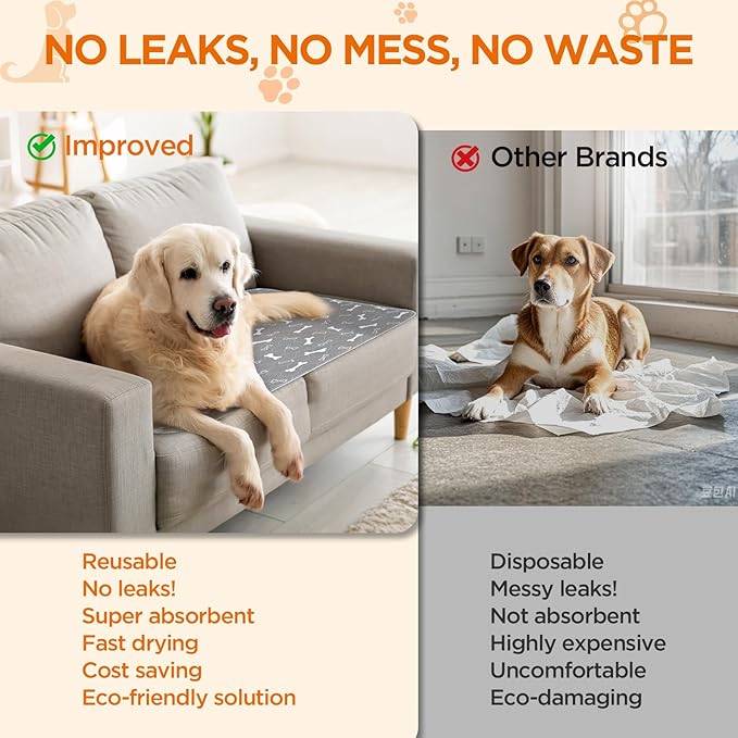 Washable Pee Pads for Dogs, 2 Pack Dog Pee Pads Washable, Waterproof Puppy Pads - Image 5