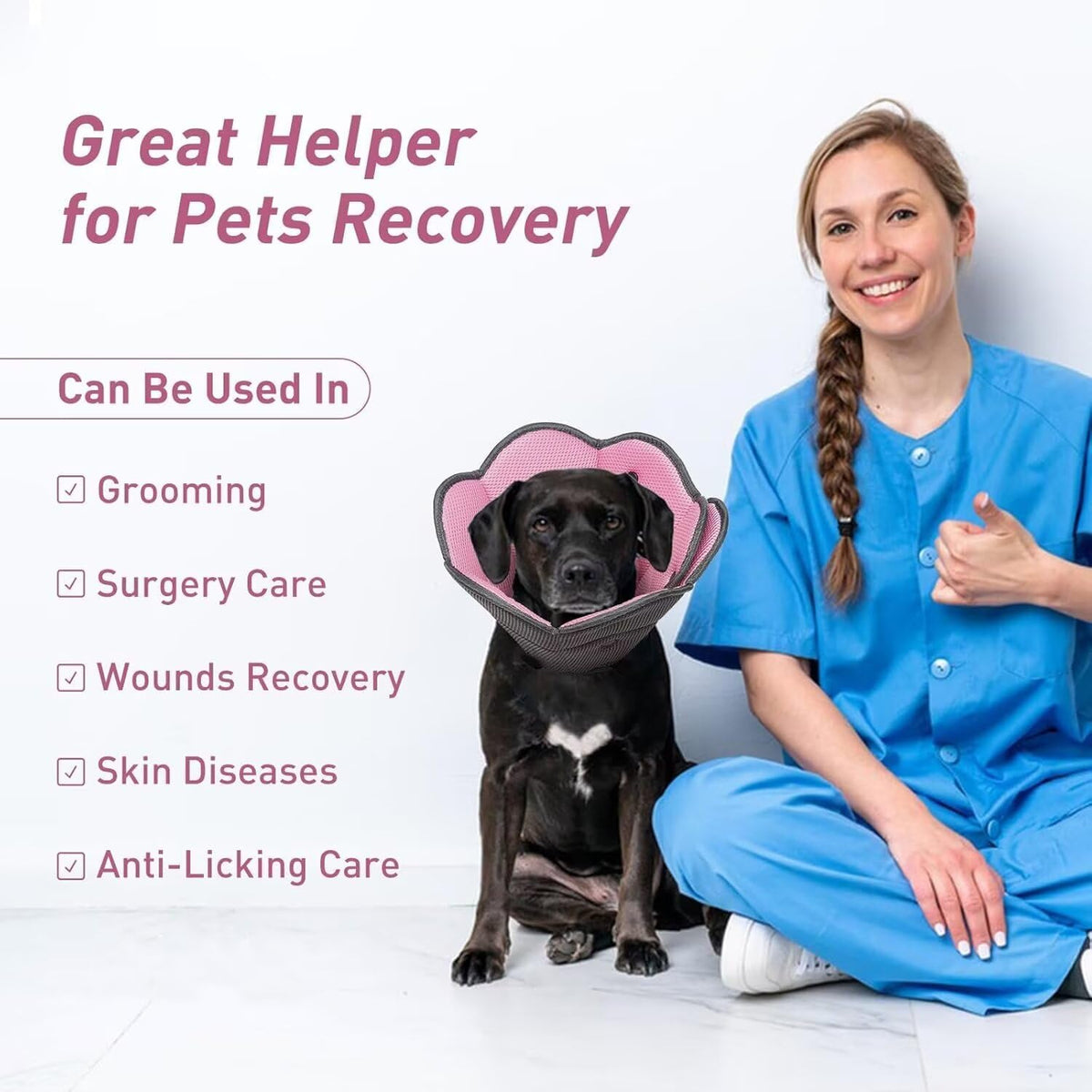 Soft Dog Cone Collar After Surgery, Foldable Adjustable E-Collar for Dogs