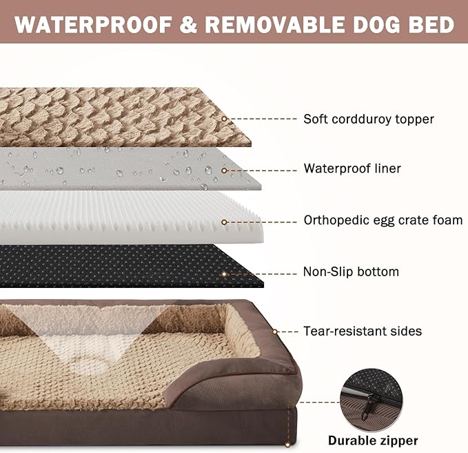 INVENHO Orthopedic Medium Dog Dogs, Egg-Crate Foam Dog Couch - Image 4