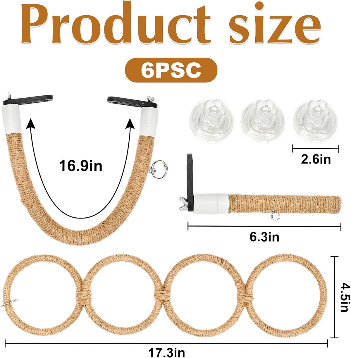 Reptile Climbing Rings 2-Pack, Suction Cup Mounted Tank Decor for Snakes, Bearded Dragons, and Lizards, Habitat Enrichment Accessory