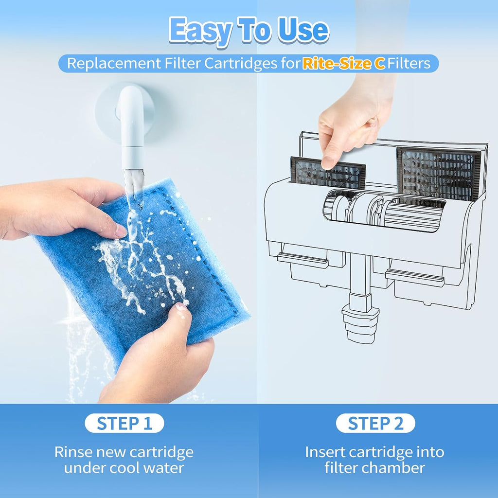 8 Pack Rite-Size C Filter Cartridges Compatible with MarineLand Filters
