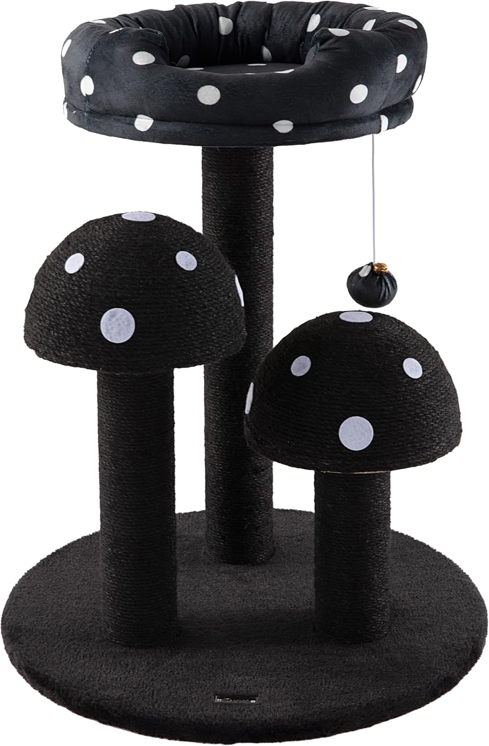 CTR1001A Pixie 22.5" 3-Tier Cottage Sisal Mushroom Cat Tree with Scratching Posts, Napping Perch, and Dangling Bell Toy, Multi