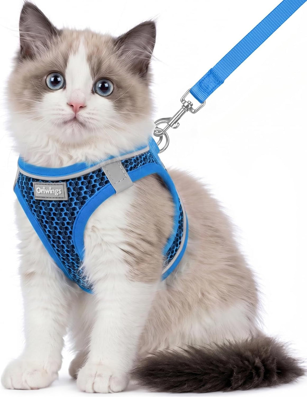 Cat Harness and Leash Set, Step-in Soft Vest, Blue, M