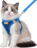 Cat Harness and Leash Set, Step-in Soft Vest, Blue, M