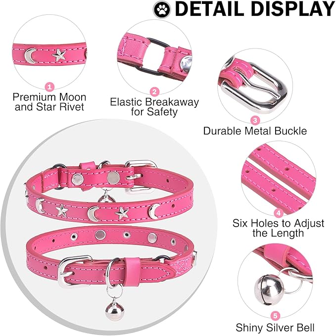 Leather Cat Collars for Boy Girl Cats - Image 2