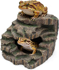 REPTITRIP Large Reptile Hide and Basking Platform, Resin Rock Cave for Geckos, Frogs, Turtles and Lizards