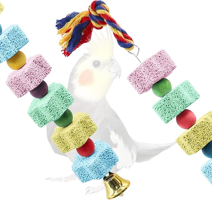 2 Pack Bird Chewing Toy, Colorful Parrot Beak Grinding Calcium Stone - Image 3