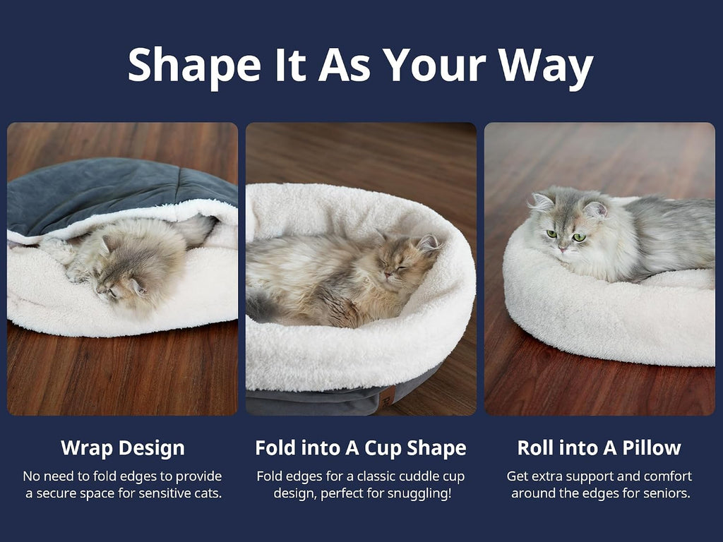 Heated Cat Bed with Pet Pad, 17.7"×13.7", Gray
