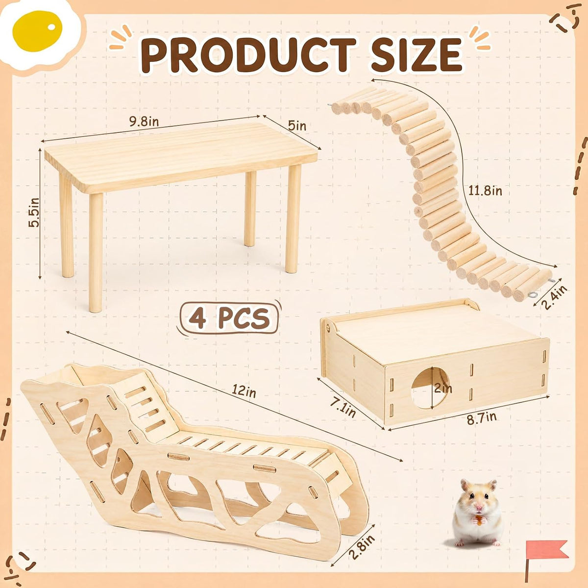 BreezeHug 4 Pcs Hamster Cage Accessories Hamster Platform Toy, Enclosure