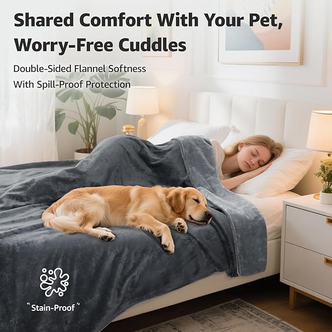 LOOBANI Waterproof Dog Blanket for Couch: Reversible Flannel Bed Blanket for - Image 2