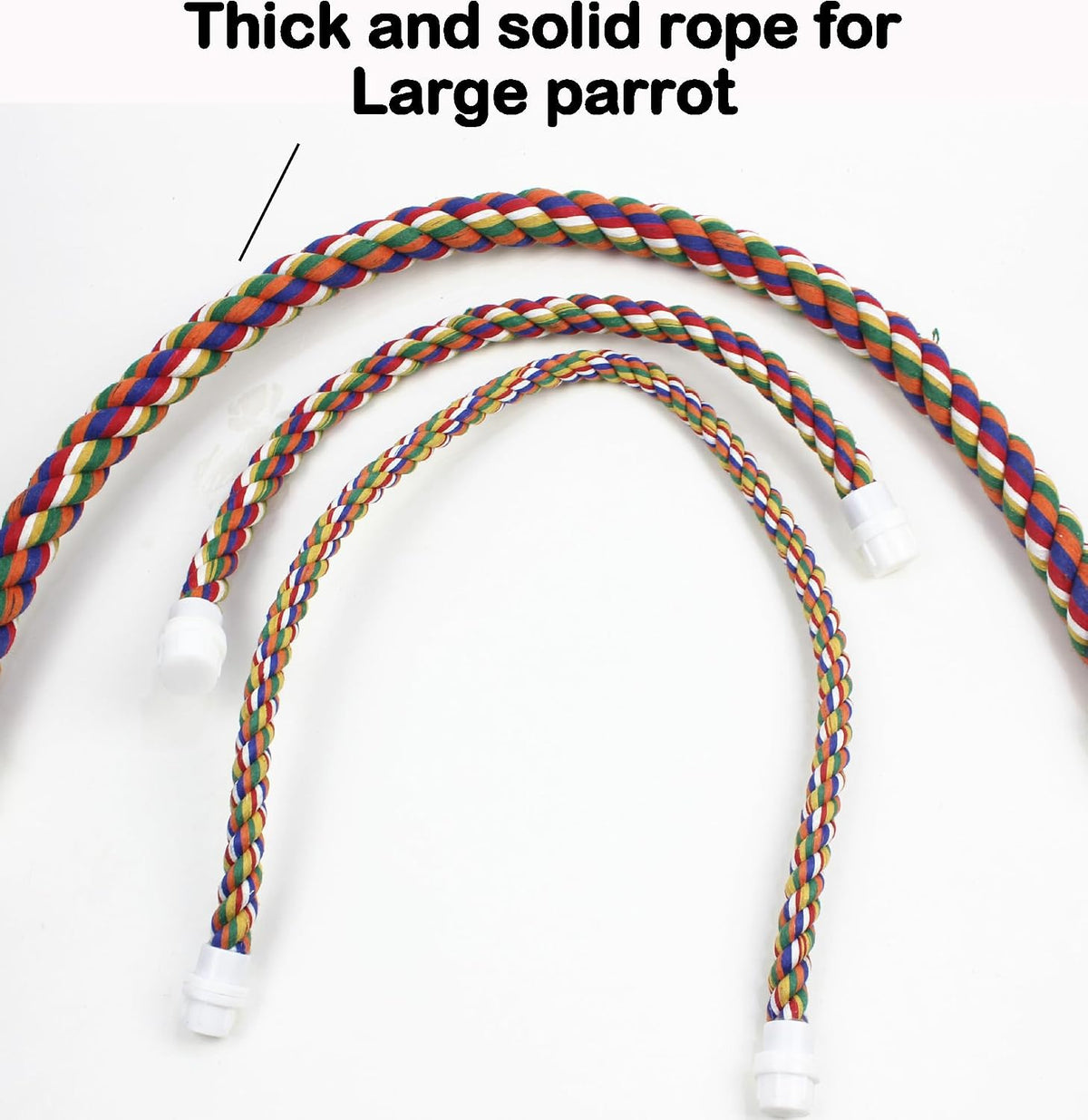 2pcs 48inch(122cm) Parrot Rope Perches,Bendable Climbing Standing Chew Cage Toys Heavyduty Made Bungee Toys for Large to Regular Size Birds
