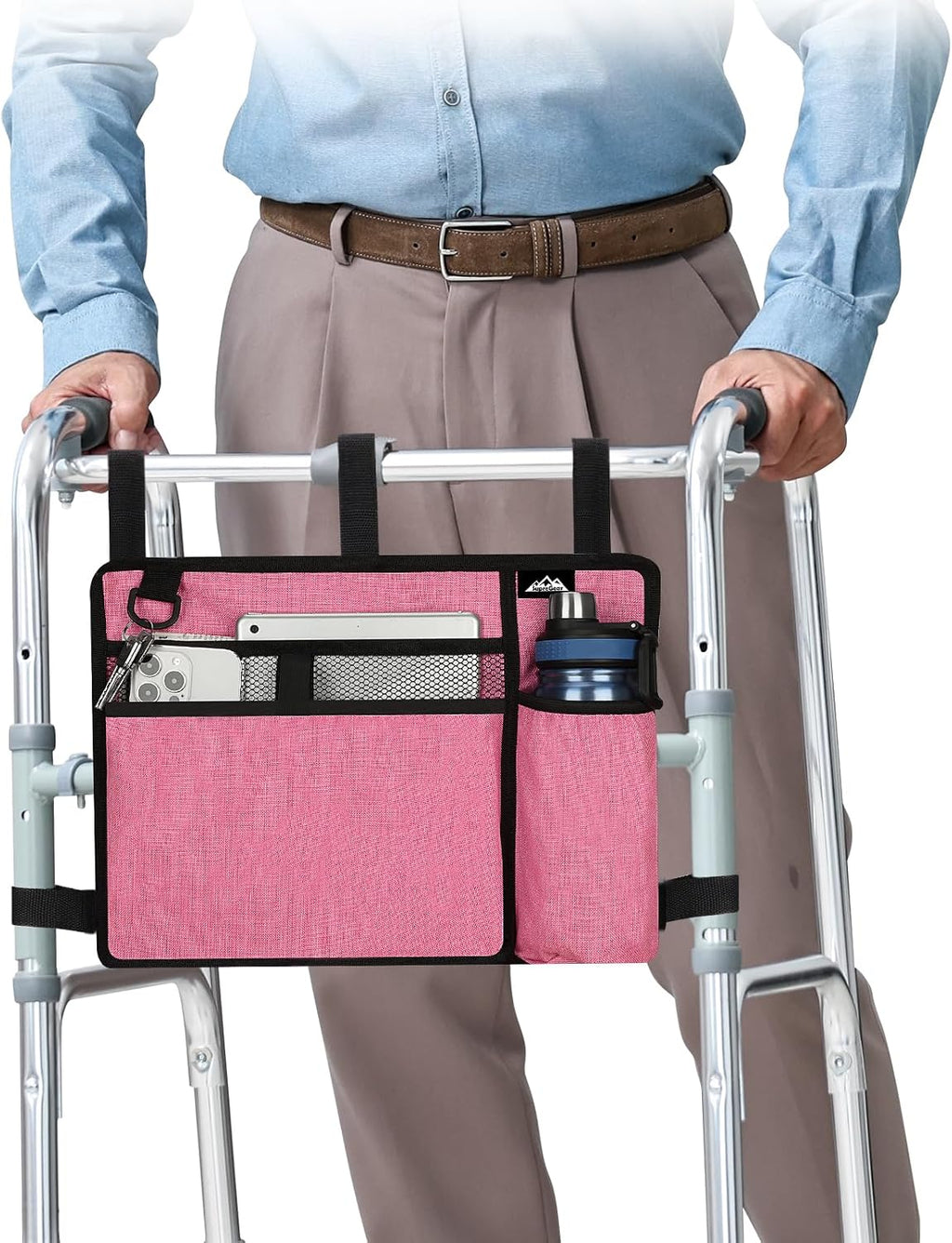 SupreGear Walker Bag with Cup Holder, Water-Resistant Storage Organizer with Multiple Pockets and Adjustable Straps, Foldable Walker Accessories for Seniors