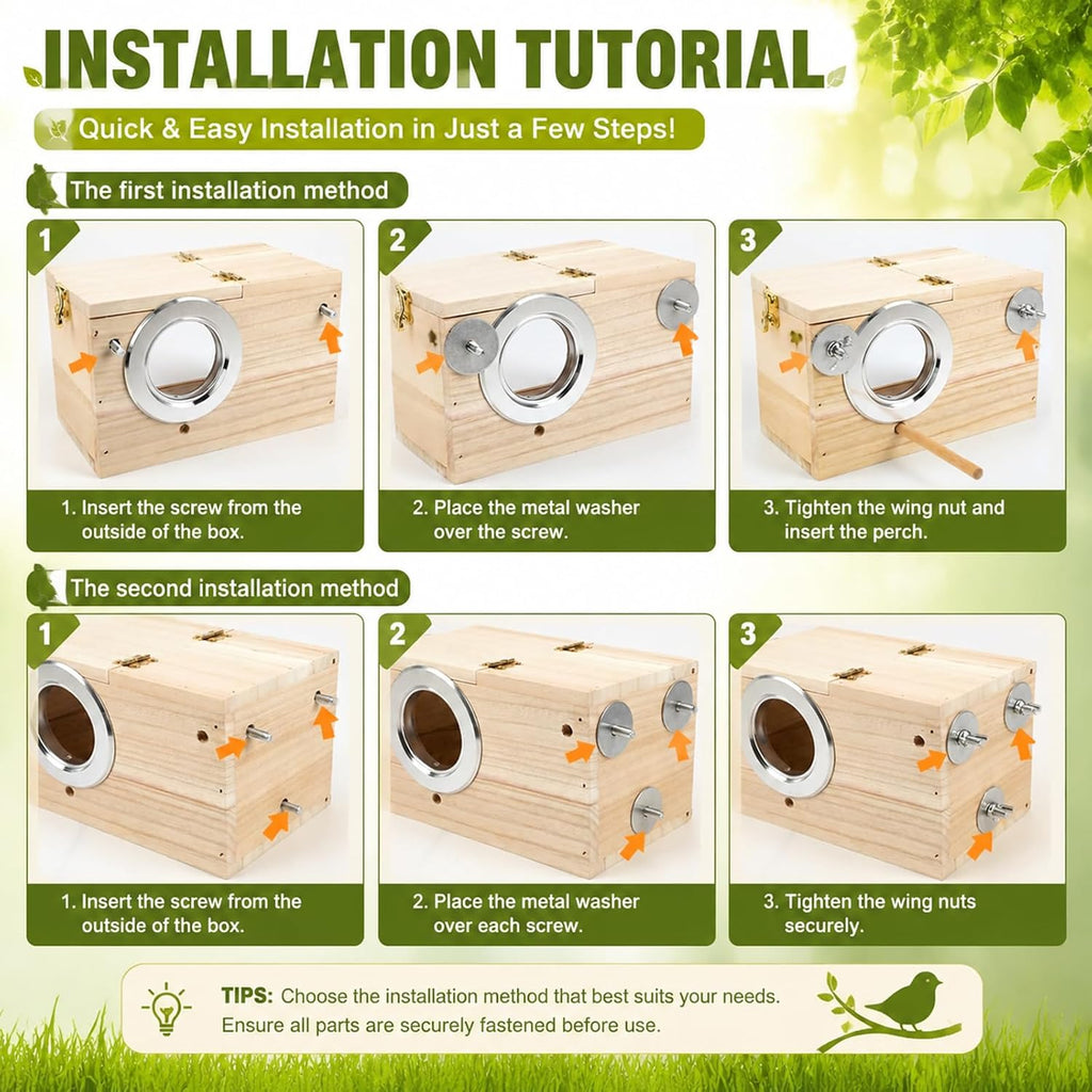 Rypet Parakeet Nesting Box, Cockatiel Bird Nest Box with Perch(S)