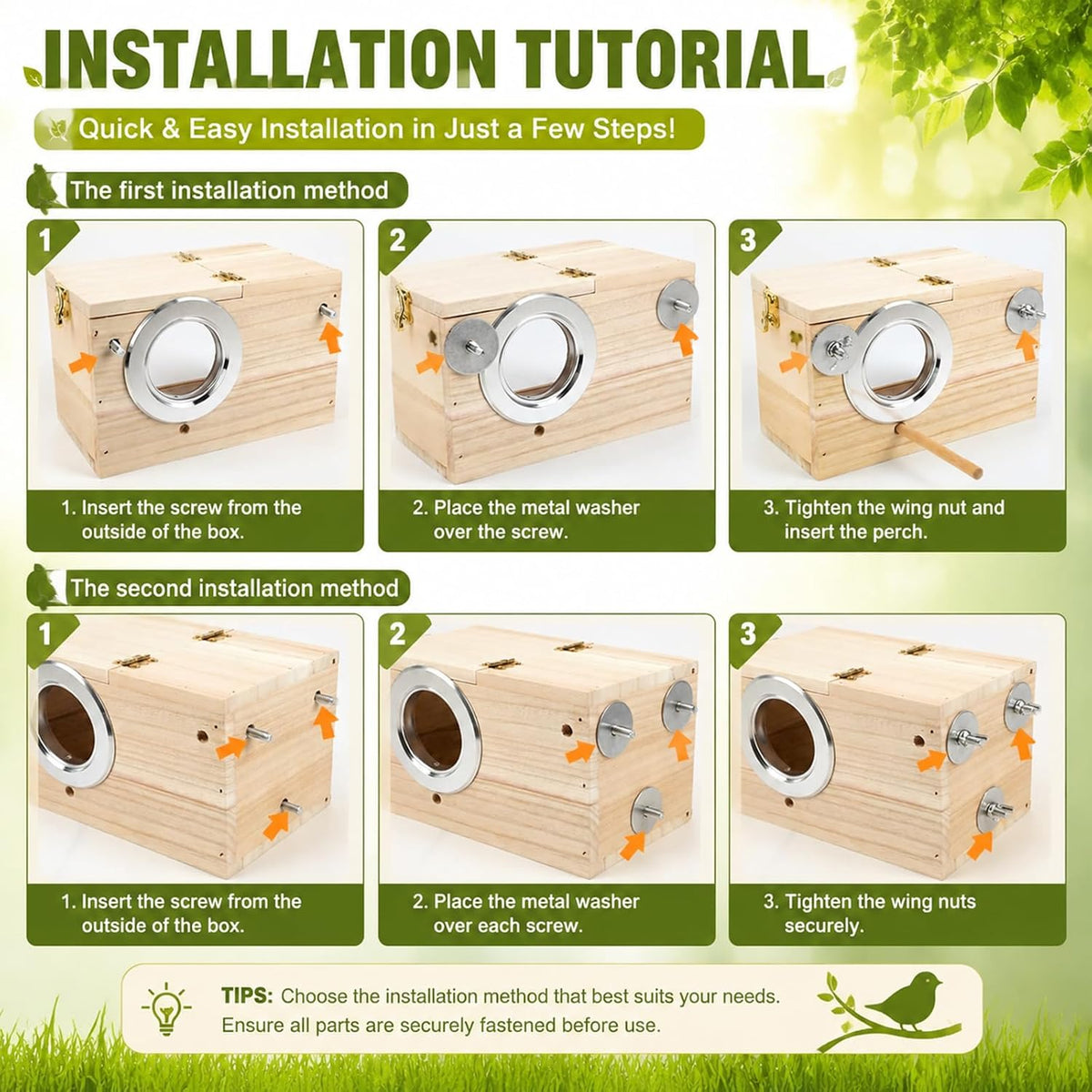 Rypet Parakeet Nesting Box, Cockatiel Bird Nest Box with Perch(S)