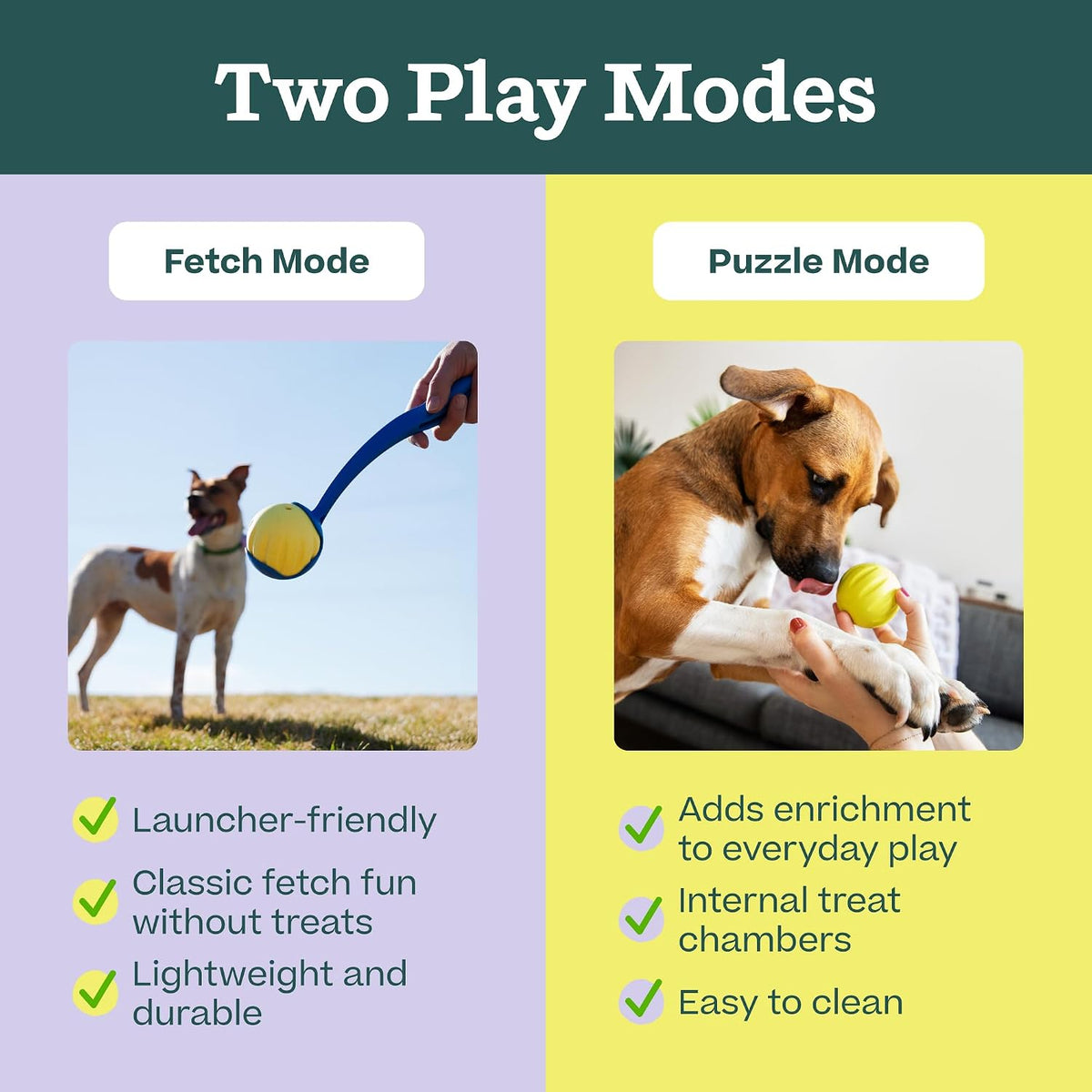 WOOF Flyball Fetch Ball & Dog Treat Dispenser Toy, 3-Pack