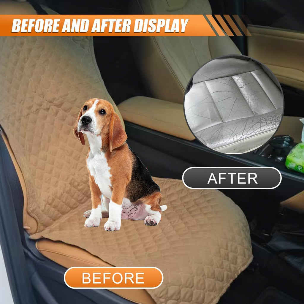 Dog Car Seat Cover, Scratch-Proof Front Seat Cover for Pets, Khaki
