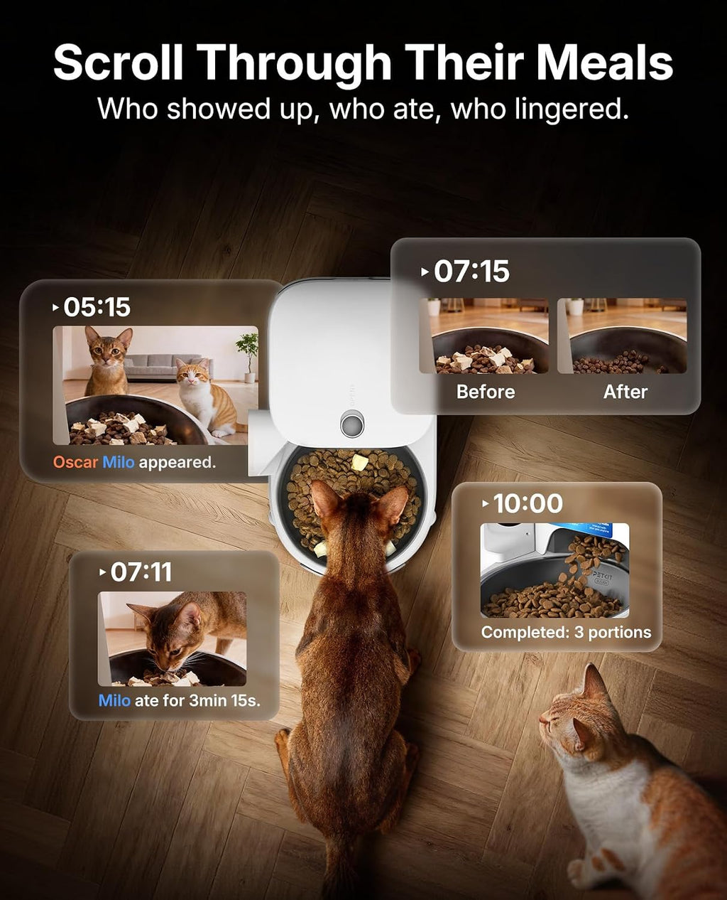 PETKIT Automatic Cat Feeder with Camera, Upgraded Multi-Cat Recognition, 2.4G&5G WiFi Pet Feeder with Freshness Preservation,3L Timed Food Dispenser with Low Food Sensor,Night Vision Motion Capturing