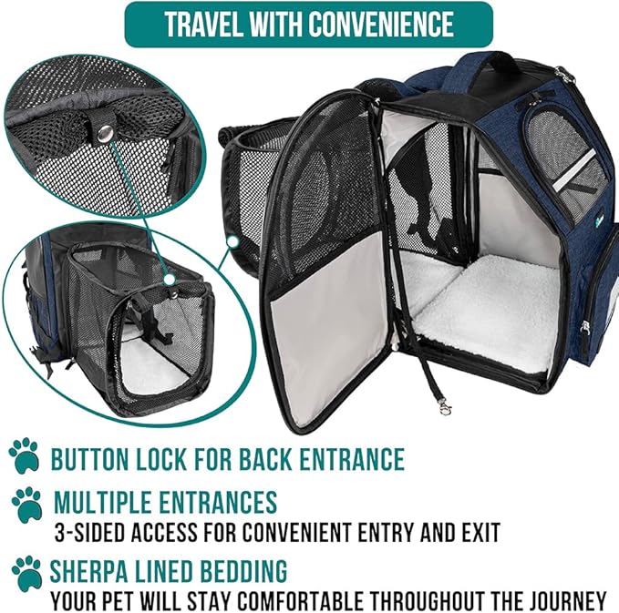 PetAmi Dog Cat Backpack Carrier, Expandable Pet Carrier Backpack - Image 4