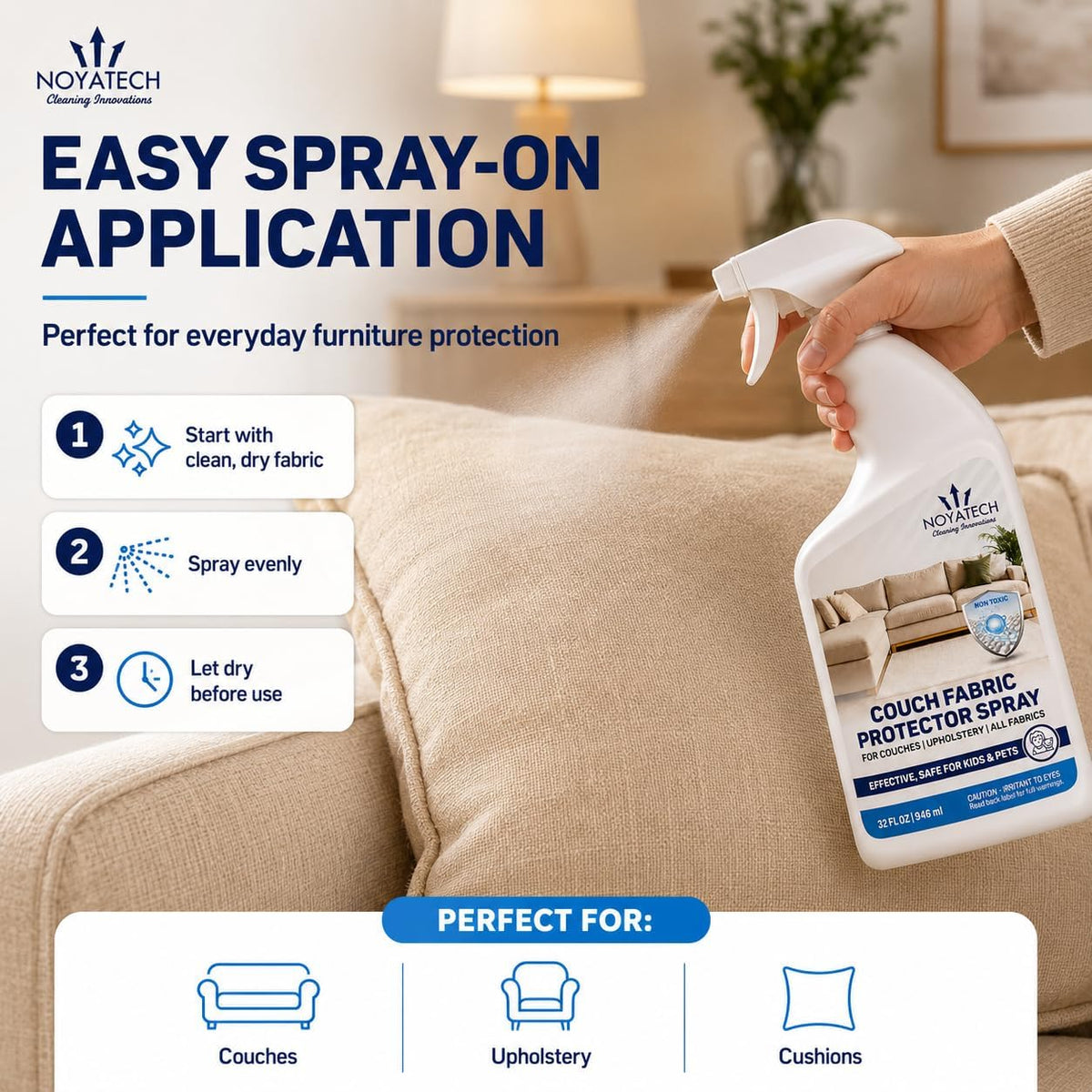 NOYATECH Couch Protector Spray, Sofa Fabric Upholstery Guard, 32 oz