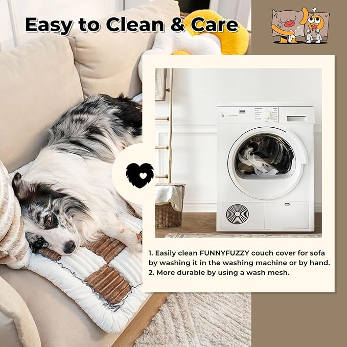 FUNNY FUZZY Pet Couch Covers for Sofa, Couch Covers for Dogs Washable Dog Couch - Image 6