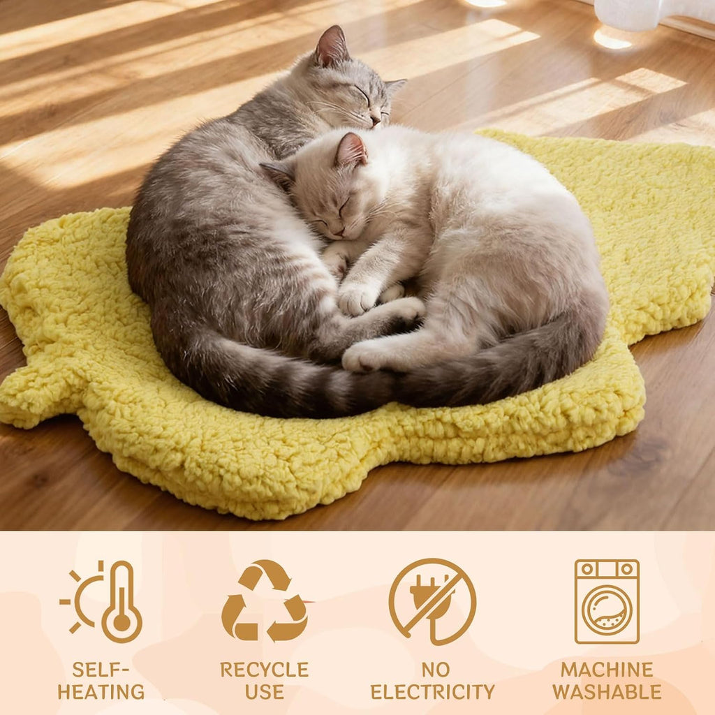 3Pack Self Warming Pet Bed Leaf Pad, Light Yellow, Medium-18 x24