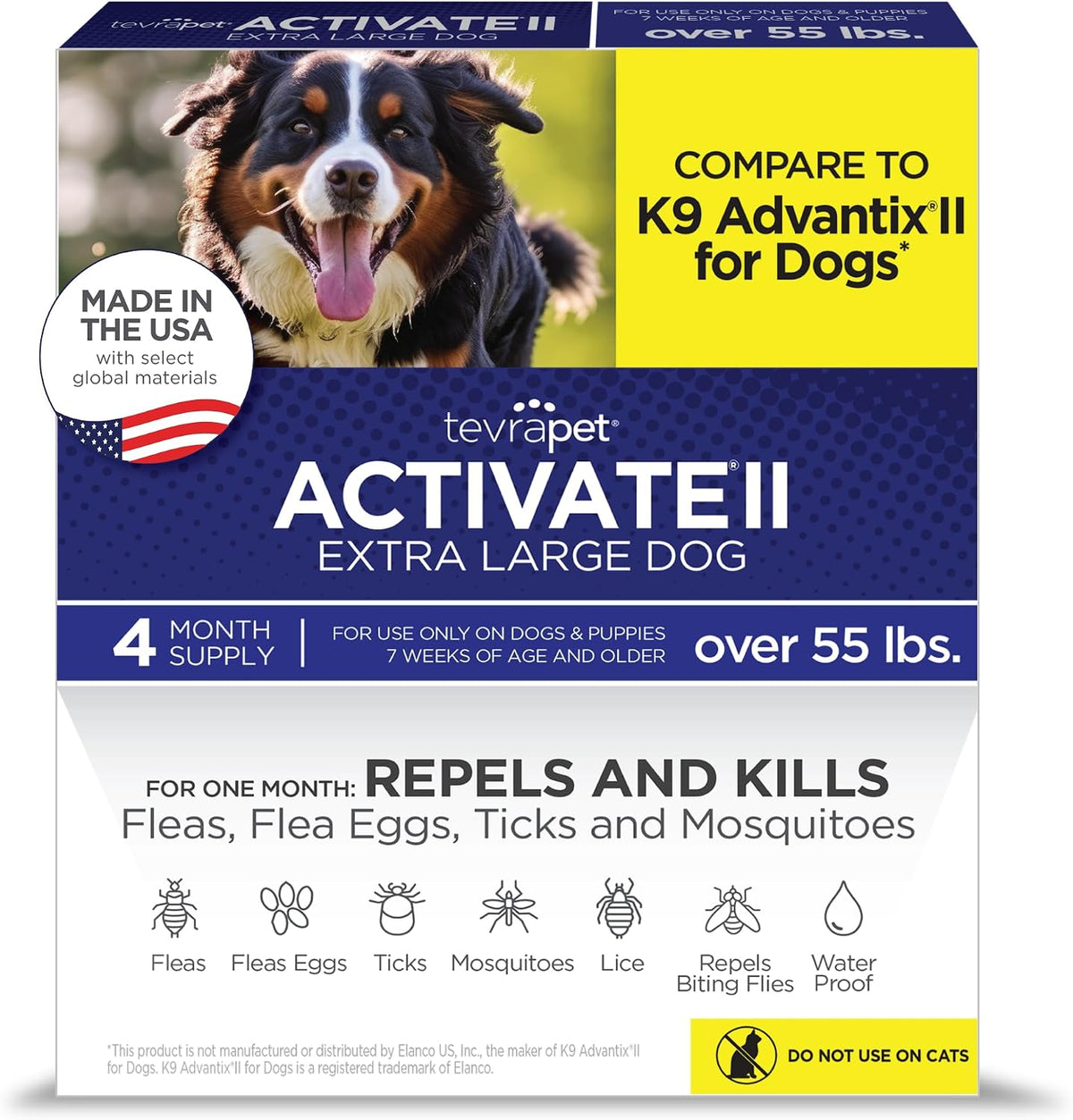 TevraPet Activate II Flea and Tick Prevention for Extra Large Dogs 55+ lbs