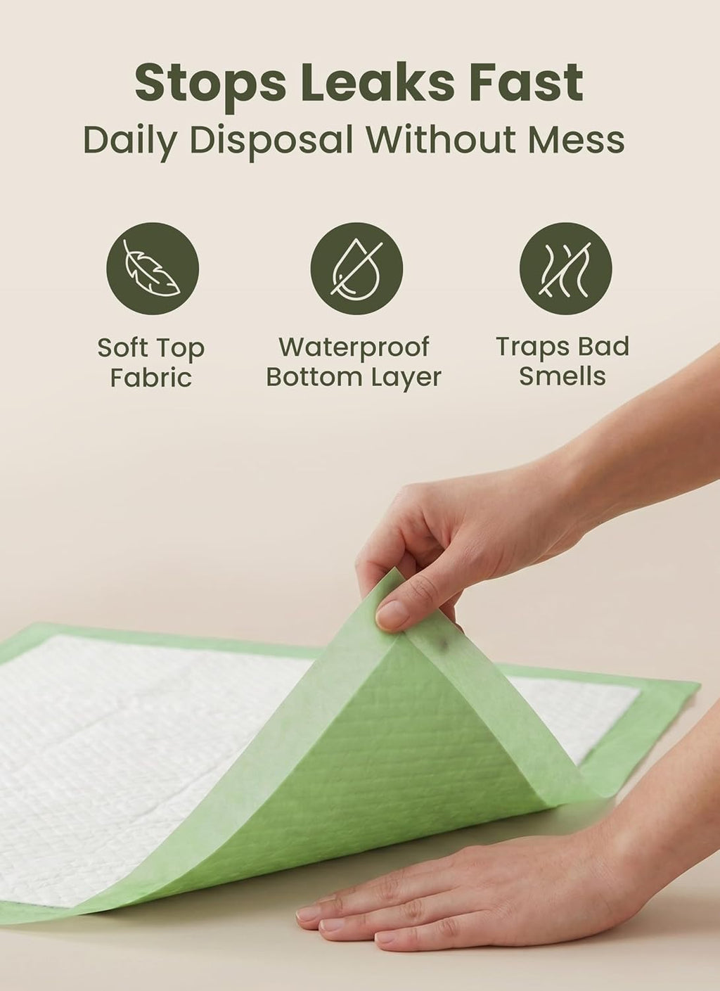 Pogi's Dog Pee Pads with Adhesive Tabs, Large 24 x 24 in, 20 Pads