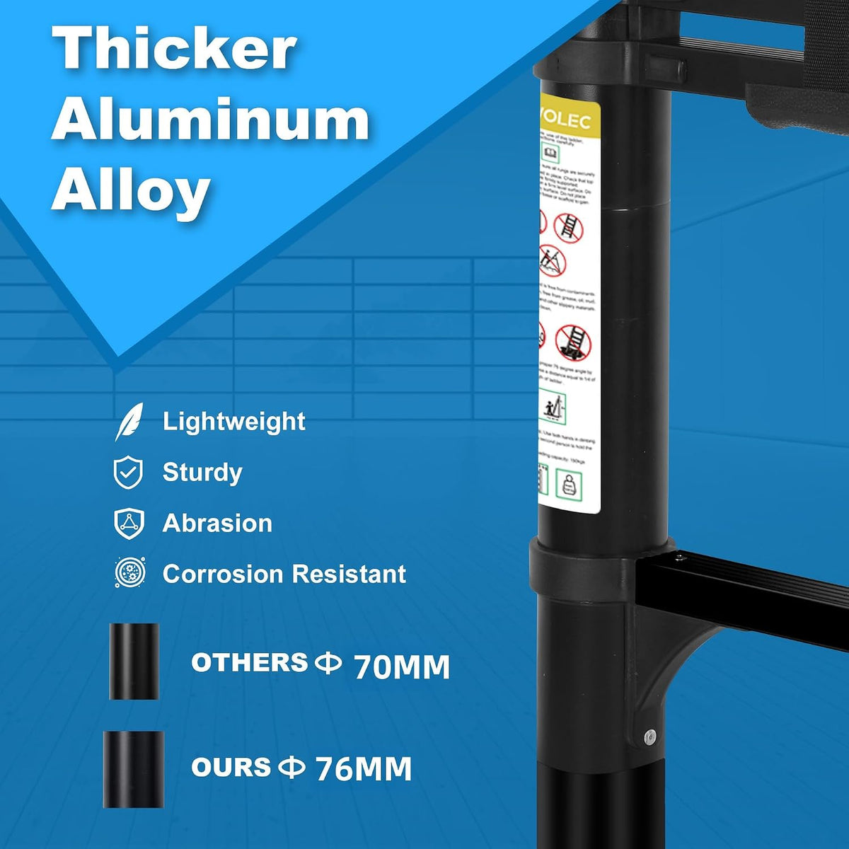Telescoping Ladder with Hooks, 12.5 FT, 330 lb Capacity, Black