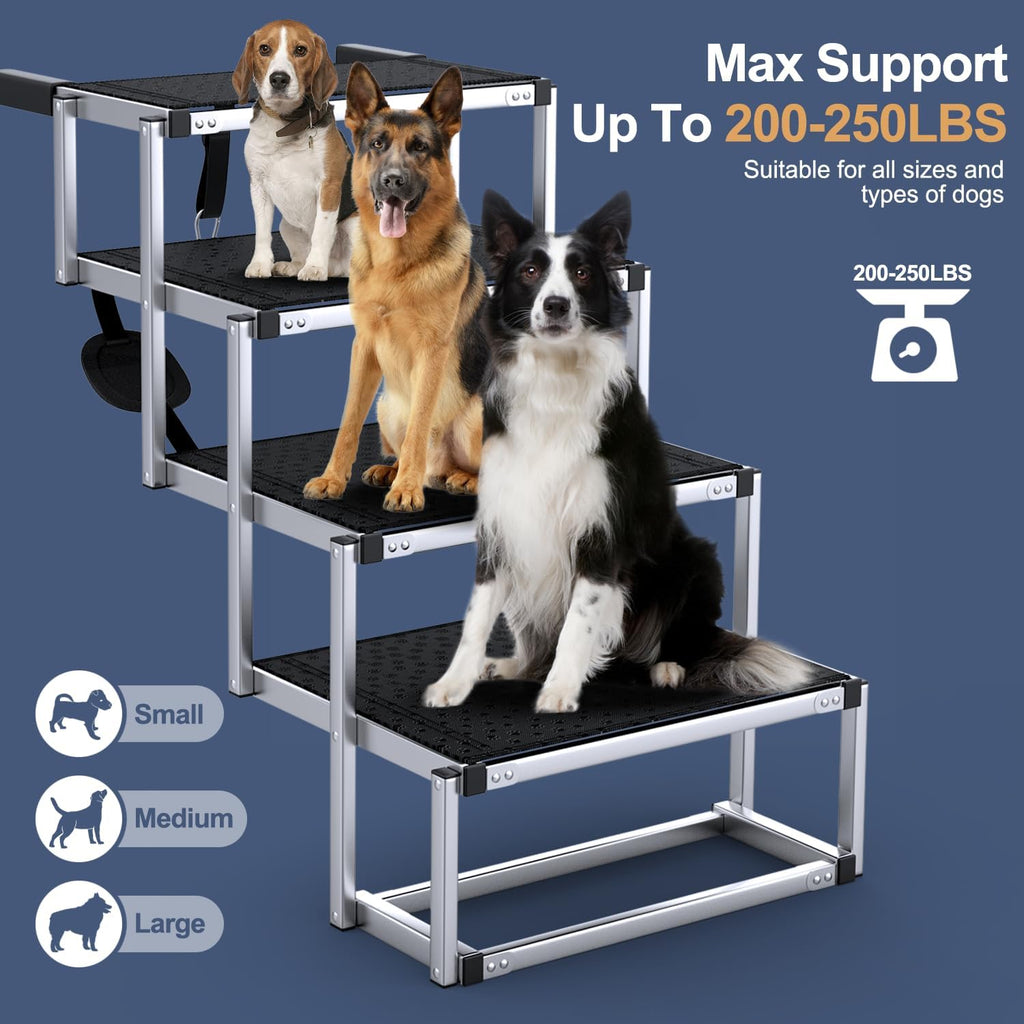 Extra Wide 20" Dog Stairs for Large Dogs, Dog Ramp for Car 4 Steps