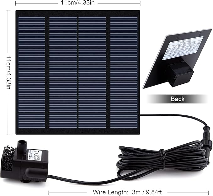 Solar Fountain Pump Kit with Separate Solar Panel, 1.8 W Upgraded Solar Water - Image 5