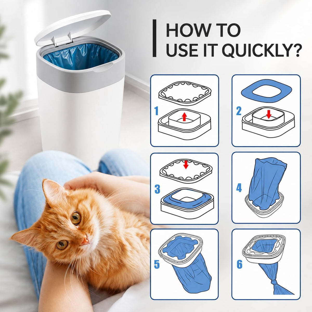 20 Pack Cat Litter Refill Bags (14.8ft/Roll) - 7-Layer Films Odor Lock Film