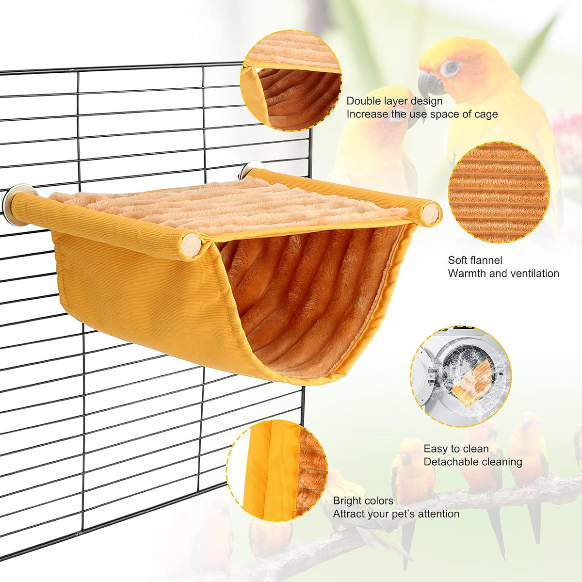 BWOGUE Bird Nest Bed Hanging Hammock, Parakeet Bed for Cage, Cockatiel Bed